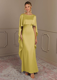 Azazie Eli Mère de la mariée Robes Robe Fourreau en Satin extensible Col de bateau Canari image1