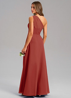 Azazie Phaedra Brautjungfernkleider A-Linie One-Shoulder Chiffon Kleid Terrakotta image7