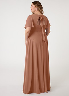 Azazie Kimber Robes de demoiselle d'honneur Robe Trapèze en Mousseline de soie Manches à volants Bronze image8