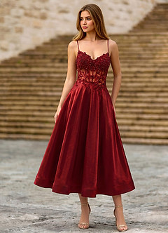 Cemtine Burgundy Lace Sequin Embroidery Satin Wedding Guest image4