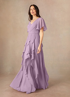 Azazie Watson Final Sale Wisteria A-Line V-Neck Chiffon Dress image2