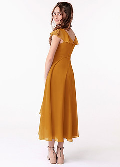 Azazie Posie Junior Butterscotch A-Line Ruched Chiffon Dress image2
