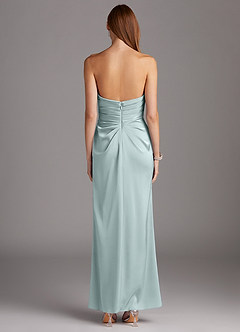 Azazie Lexie Bridesmaid Dresses Sea Glass Sheath Strapless Stretch Satin Convertible Dress image3
