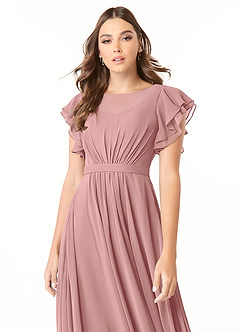 Azazie Daphne Modest Bridesmaid Dresses A-Line Ruffled Chiffon Floor-Length Dress image8