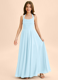 Azazie Kady Junior Sky Blue A-Line Sweetheart Neckline Chiffon Dress image3