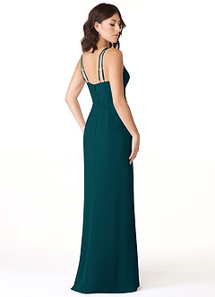 Azazie Leo Vestidos de damas de honor Vestido de Pino de Gasa de Corte Sirena con Cuello en V Plisado image4
