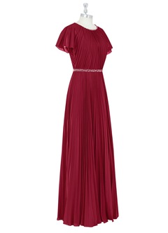 Azazie Kara Modest brudtärna klänningar Klänning A-Line Plisserad Golvlängd Chiffong image9