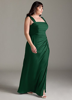 Azazie Jesaphine Bridesmaid Dresses Dark Green Sheath Bow Stretch Satin Dress image10