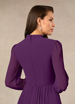 Azazie Adellah Mother of the Bride Dresses Grape A-Line Pleated Chiffon Dress image4