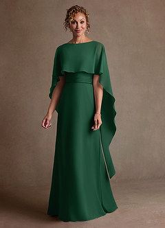 Azazie Marilla Klänningar till brudens mor Klä A-Line i Chiffong Plisserad Mörkgrön image4