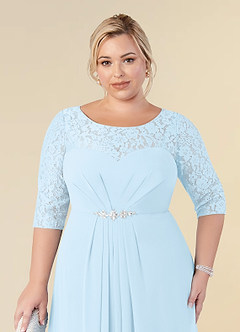 Azazie Leonine Mother of the Bride Dresses Sky Blue A-Line Scoop lace Chiffon Dress image12