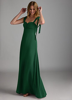 Azazie Lizet Bridesmaid Dresses Dark Green A-Line Sweetheart Neckline Chiffon Dress image1