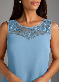 Azazie Maura vestidos de madre de la novia Vestido de Azul Acero de Gasa de Mono/Traje de pantalón con Lentejuela image5