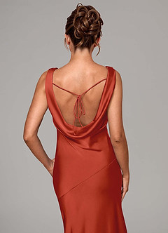 Azazie Rylina Bridesmaid Dresses Rust Mermaid Stretch Satin Dress image2