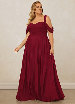 Christian Siriano Bridal for Azazie 1013 Brautjungfernkleider A-Linie Schulterfrei Chiffon Kleid Burgunderrot image13