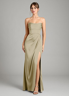 Azazie Johana Vestidos de damas de honor Vestido de Musgo Verde de Satén Elástico de Corte Sirena Convertible con Vestidos sin tirantes image9