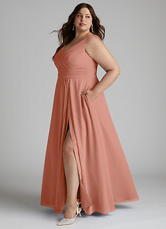 Azazie Karina Bridesmaid Dresses MAI TAI A-Line Pleated Chiffon Dress image7
