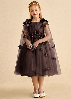Azazie Staria Flower Girl Dresses Ganache Ball-Gown Ruched Tulle Dress image3