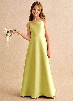 Azazie Joella Girls Formal Flower Girl Klänningar Klänning A-Line i Matt satäng Plisserad image2