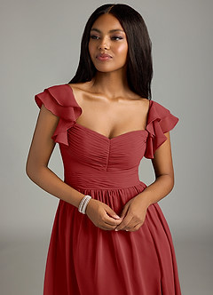 Azazie Anaya Brautjungfernkleider A-Linie Plissee Chiffon Kleid Rost image6