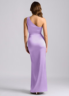 Azazie Akilah 신부 들러리 드레스 인어 한쪽 어깨 스트레치 새틴 바닥 길이 드레스 image2