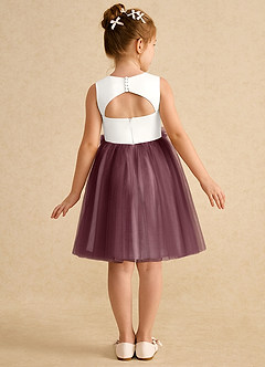 Azazie Louisa Flower Girl Dresses Ivory Sangria A-Line Sleeveless Tulle Dress image2