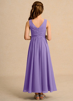 Azazie Ducky Junior Formal vestidos de niña de las flores Vestido de Tahití de Gasa de Corte En A con Plisado image2