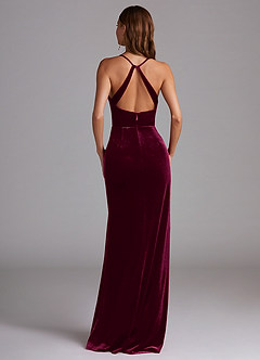 Azazie Becca Bridesmaid Dresses Cabernet Sheath Velvet Dress image6