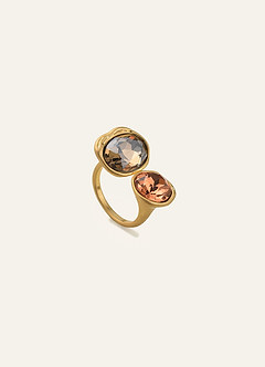 front Open Toi et Moi Bezel Gemstone Ring