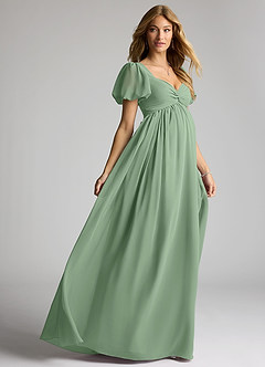 Azazie Madisynn Maternity Bridesmaid Dresses Bow Chiffon Floor-Length Dress image4