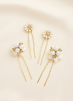 front Four-Piece Pearl Daisy Hairpin Set