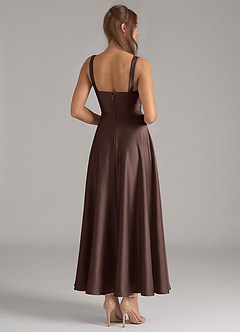 Azazie Shaude Bridesmaid Dresses Ganache A-Line Pleated Stretch Satin Dress image6