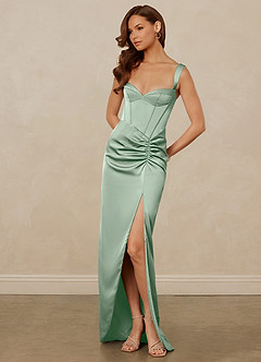 Christian Siriano Bridal for Azazie 1017 Brautjungfernkleider Etui Herzausschnitt Stretch-Satin Kleid Agave image3