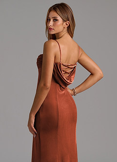 Azazie Karryn Bridesmaid Dresses Terracotta Mermaid Corset Velvet Dress image2