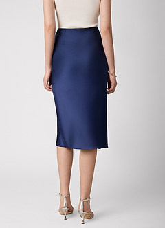 front Anjani 100% Washable Silk Midi Skirt