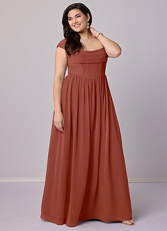 Barbie ♥ Azazie Bridesmaid Dresses Auburn A-Line Corset Chiffon Dress image11