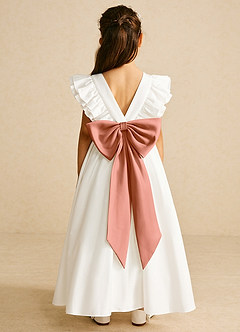 Azazie Aero Flower Girl Dresses Ivory Mai Tai A-Line Pleated Cotton Dress image1