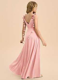 Azazie Gumdrop Junior Powder Pink Empire Pleated Stretch Satin Dress image1