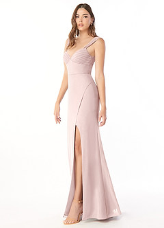 Azazie Audre Bridesmaid Dresses Blushing Pink Mermaid Pleated Chiffon Dress image3