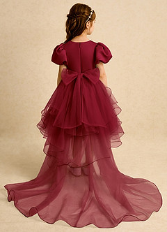 Azazie Cocoa Abiti da Ragazza di Fiori Abito Principessa in Tulle Plissettato Borgogna image7