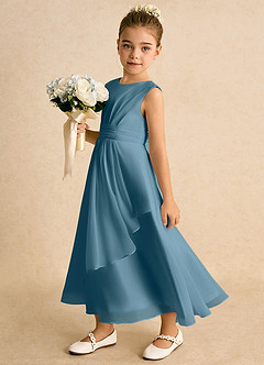 Azazie Edelweiss Flower Girl Dresses Bermuda A-Line Pleated Chiffon Dress image1