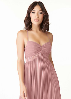 Azazie Devyn Brautjungfernkleider A-Linie Korsett Chiffon Kleid Altrosa image5