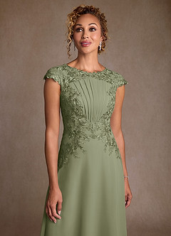 Azazie Christi Mother of the Bride Dresses Pistachio A-Line Lace Chiffon Dress image5