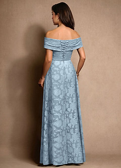 Azazie New Britain Abiti per la Madre della Sposa Abito A-Line in Burnout Floreale Plissettato Azzurro image3