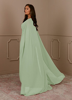 Azazie Isa Mother of the Bride Dresses Dusty Sage A-Line V-Neck Pleated Chiffon Dress image3