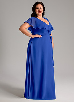 Azazie Lainey Bridesmaid Dresses Royal Blue A-Line with Pockets Chiffon Dress image12