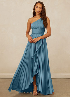 Christian Siriano Bridal for Azazie 1008 Brautjungfernkleider A-Linie One-Shoulder Stretch-Satin Kleid Bermudablau image5