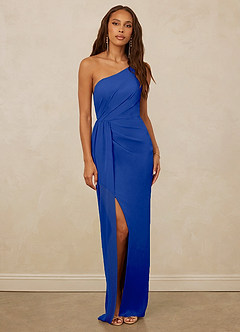 Christian Siriano Bridal for Azazie 1003 Bridesmaid Dresses Royal Blue Sheath One Shoulder Chiffon Dress image1