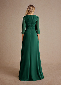 Azazie Mayfield Mother of the Bride Dresses Emerald A-Line Pleated Chiffon Dress image3