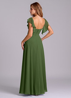 Azazie Leilani Bridesmaid Dresses Olive A-Line Pleated Chiffon Dress image5